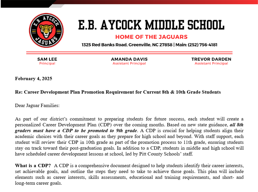  Career Development Plan Letter